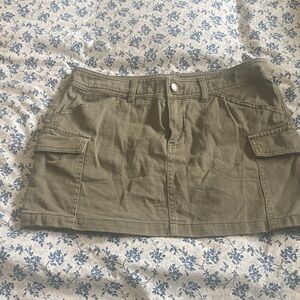 Billabong Khaki Mini Skirt with Button Detail
